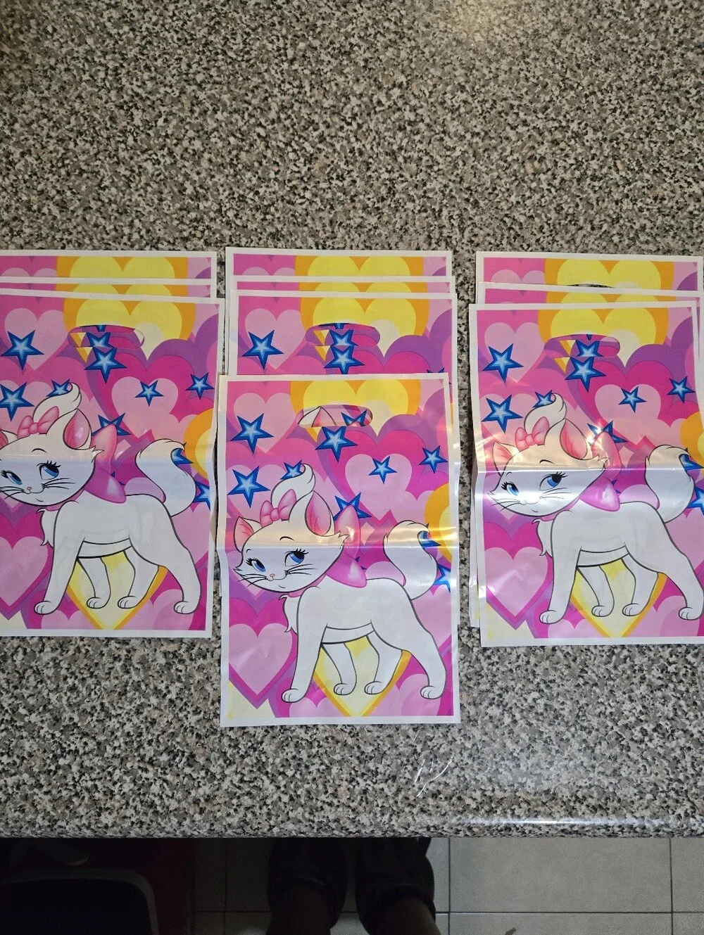 Cute Marie The White Kitty Party Favor Bags - Pink With Hearts